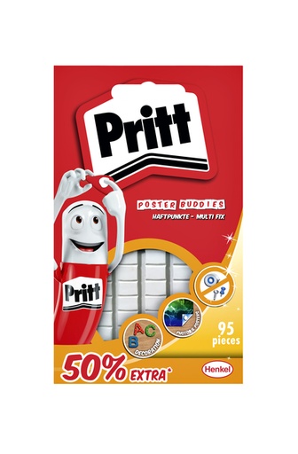 [836296] Pastille à fixer double face Pritt buddies Poster blister 95 pièces 50% gratuit