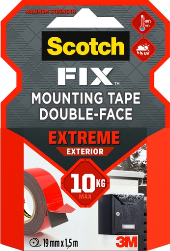 [802062] Plakband Scotch Extreme Exterior 19mm x 1,5m dubbelzijdig