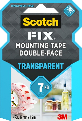 [802043] Ruban adhésif double face Scotch Transparent 1,5mx19mm