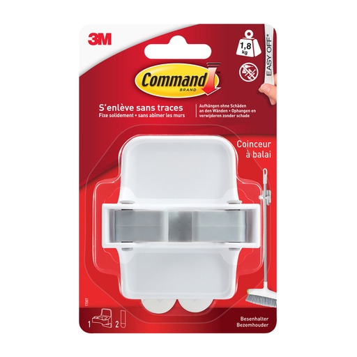 [836366] Bezemhouder Command inclusief bevestigingsstrip wit