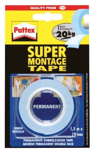 [836246] Plakband Pattex Super montage 20kg dubbbelzijdig voor binnen