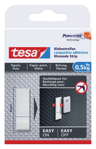 [802050] Kleefstrips tesa® behang & pleisterwerk 0,5kg wit 9 stuks 9 stuks