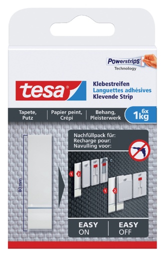 [802051] Languette adhésive tesa® Papier peint & Plâtre 1kg blanc 6 pièces