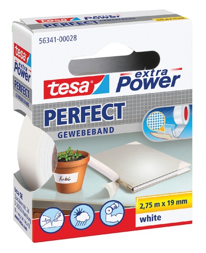 [805421] Toile adhésive tesa® extra Power Perfect 2,75x19mm blanc