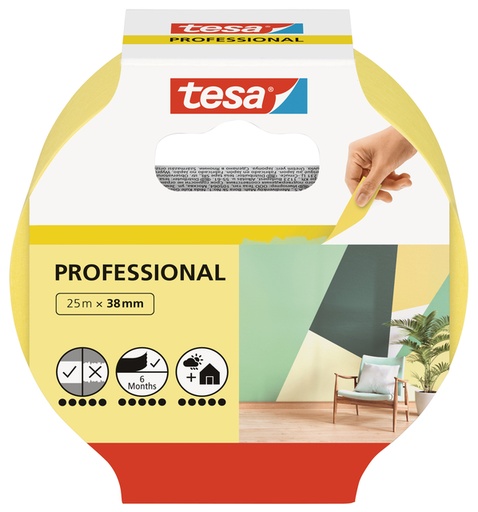 [870044] Ruban de masquage tesa® Professional 25mx38mm jaune