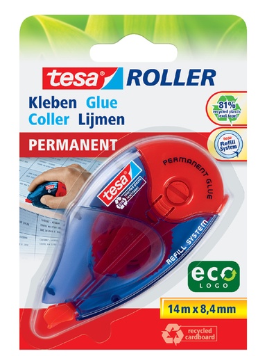 [836083] Roller colle tesa® ecoLogo® permanent rechargeable blister