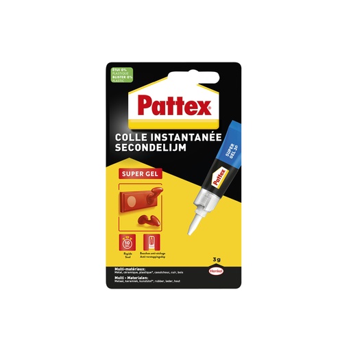 [836236] Secondelijm Pattex super gel tube 3gram op blister