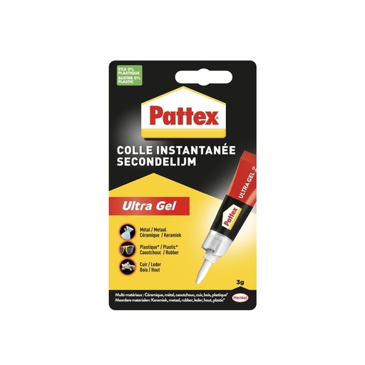 [836232] Secondelijm Pattex Ultra GEL tube 3 gram op blister