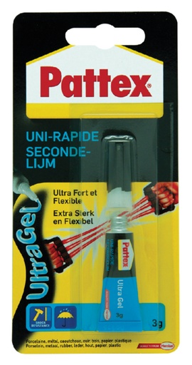 [836232] Secondelijm Pattex Ultra GEL tube 3 gram op blister