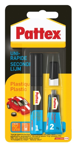 [836151] Secondelijm Pattex all plastic tube 2 gram op blister