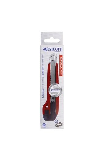 [337147] Snijmes Westcott premium 18mm met schuifsluiting rood
