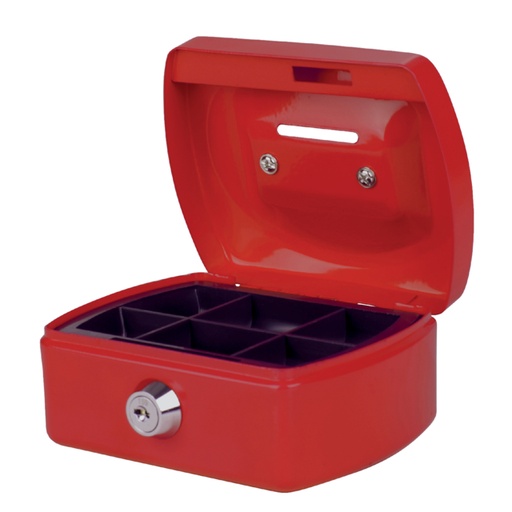 [326452] Coffret caisse Pavo avec fente tirelire 125x95x60mm rouge