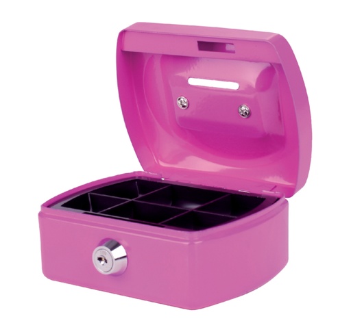 [326454] Coffret caisse Pavo avec fente tirelire 125x95x60mm rose