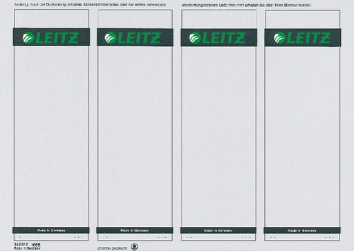 [504063] Rugetiket Leitz breed/kort 62x192mm zelfklevend wit 100 stuks