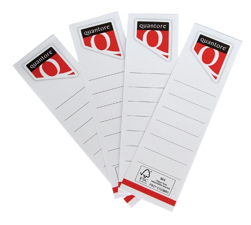 [110000] Etiquette dorsale Quantore Small 30x190mm à insérer blanc 10 pièces