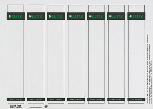 [504062] Etiquette dorsale Leitz Smal/courte 31x190mm à insérer blanc 175 pièces