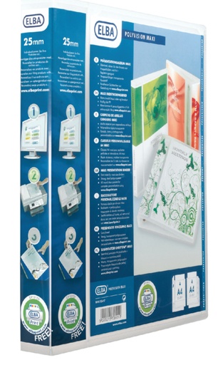 [257572] Classeur Panorama Oxford Polyvision Maxi A4 XL 4 anneaux méc-D 25mm transparent