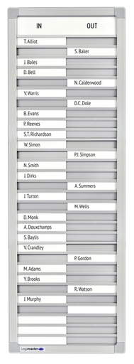 [921053] Aan-afwezigheidsbord Legamaster 770x260mm 30 namen