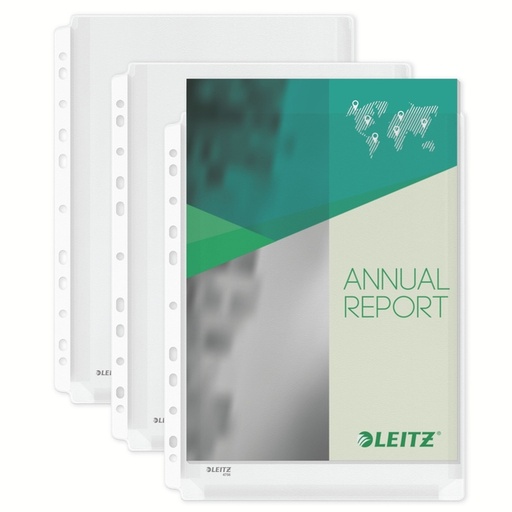 [510560] Pochette à soufflet Leitz Premium A4 PVC 0,17mm bande perforée transparent 5 pièces