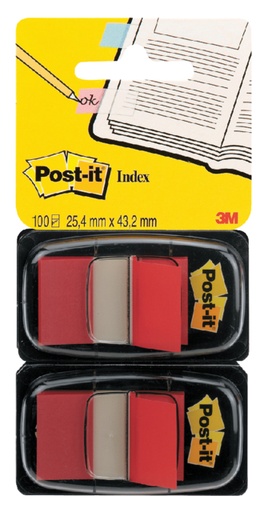 [213244] Indextabs Post-it 680 25.4x43.2mm duopack rood 2x 50 tabs