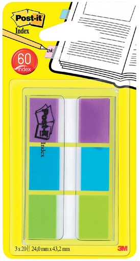 [213230] Marque-pages Post-it 680 24x43,2mm assorti 60 pièces