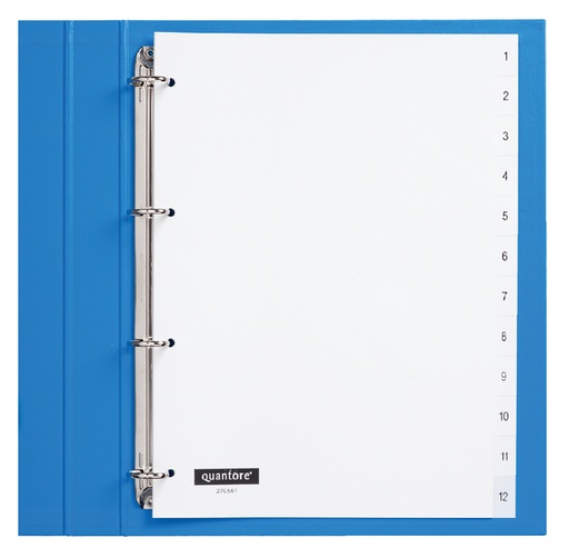 [270561] Tabbladen Quantore 4-gaats 1-12 genummerd wit PP