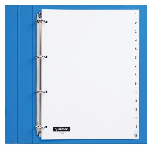 [270562] Intercalaire Quantore 4 perforations numéro 1-15 PP blanc