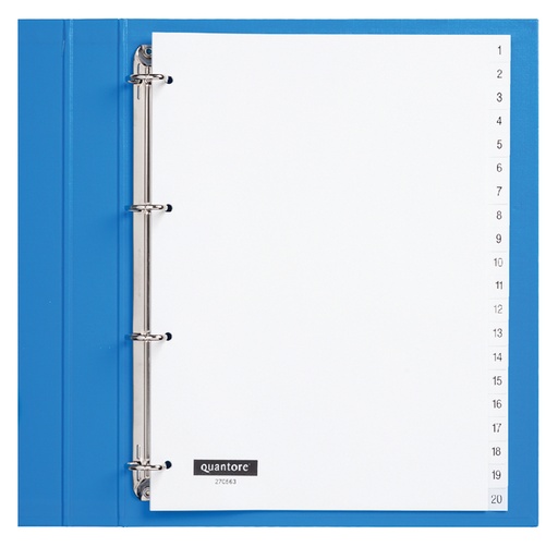 [270563] Intercalaire Quantore 4 perforations numéro 1-20 PP blanc