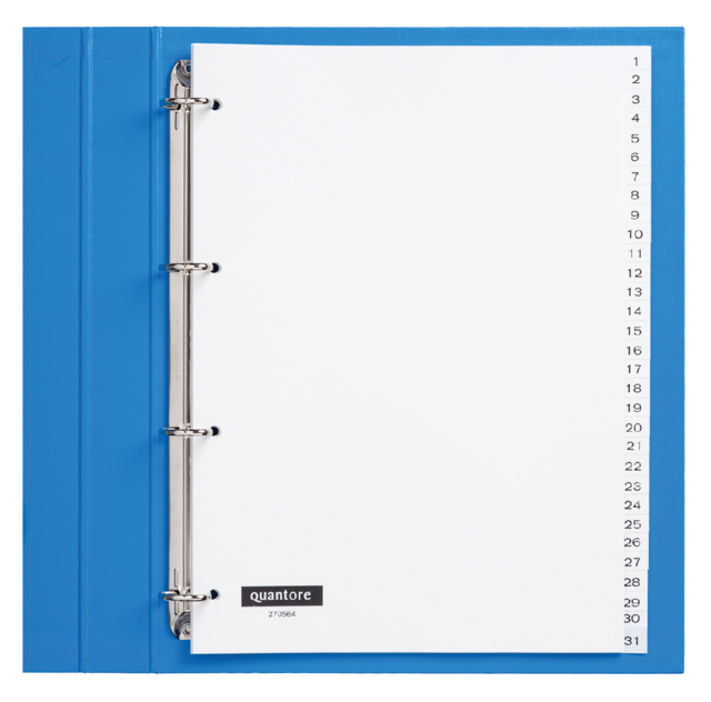 Intercalaires Quantore 4 perf numéro 1-31 blanc PP