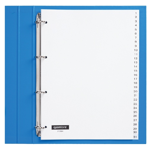 [270564] Intercalaire Quantore 4 perforations numéro 1-31 PP blanc