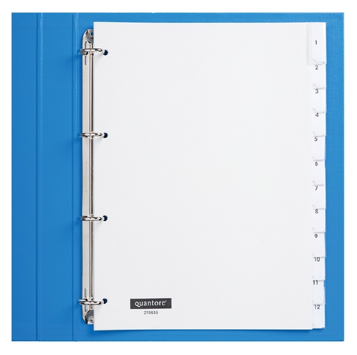 [270535] Intercalaire Quantore 4 perforations 12 onglets+fenêtre PP blanc