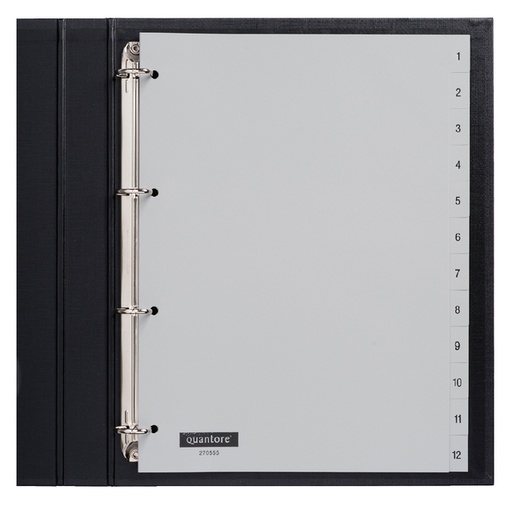 [270555] Intercalaire Quantore 4 perforations numéro 1-12 PP gris