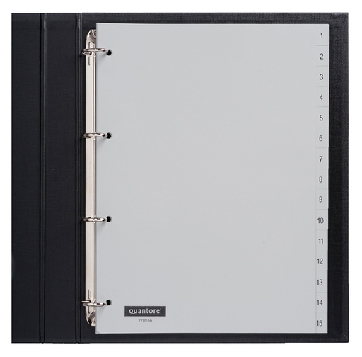 [270556] Intercalaire Quantore 4 perforations numéro 1-15 PP gris