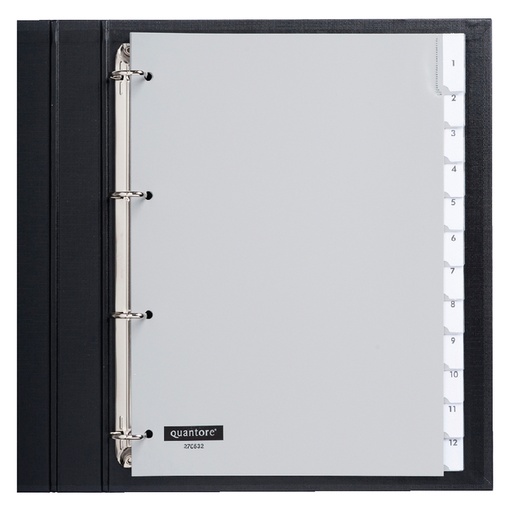 [270532] Intercalaire Quantore 4 perforations 12 onglets+fenêtre PP gris