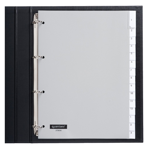 [270605] Intercalaire Quantore 4 perforations 15 onglets+fenêtre PP gris