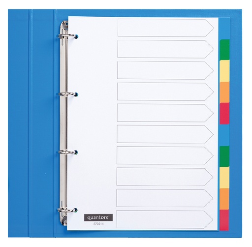 [270514] Intercalaire Quantore 4 perforations 10 onglets PP assorti