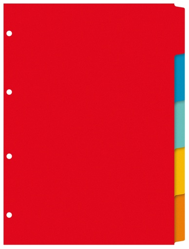 [270665] Intercalaire Kangaro PE405 A4 4 perforations 5 onglets carton assorti