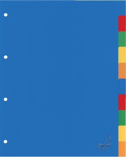 [270364] Intercalaire Kangaro A410 A4 4 perforations 10 onglets PP assorti