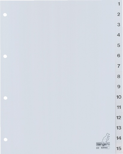 [272250] Tabbladen Kangaro 4-gaats G415C 1-15 genummerd grijs PP