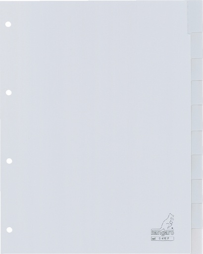 [270750] Intercalaire Kangaro G410F A4 4 perforations 10 onglets + fenètre PP gris