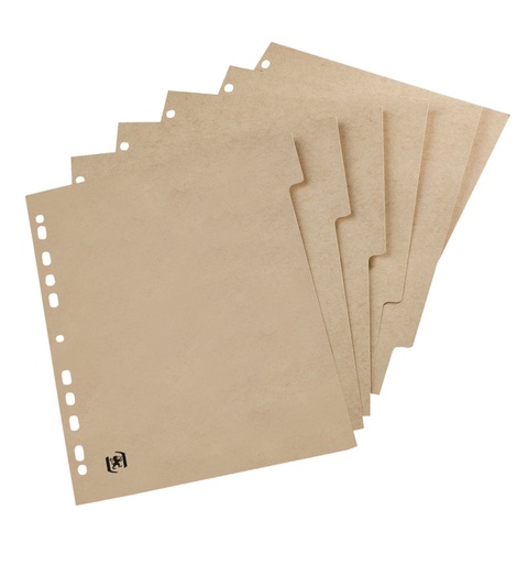 [271600] Intercalaire Oxford Touareg A4 11 perforations 5 onglets carton naturel