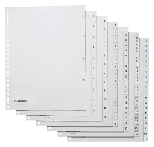 [270571] Intercalaire Quantore 23 perforation numéro 1-5 PP blanc