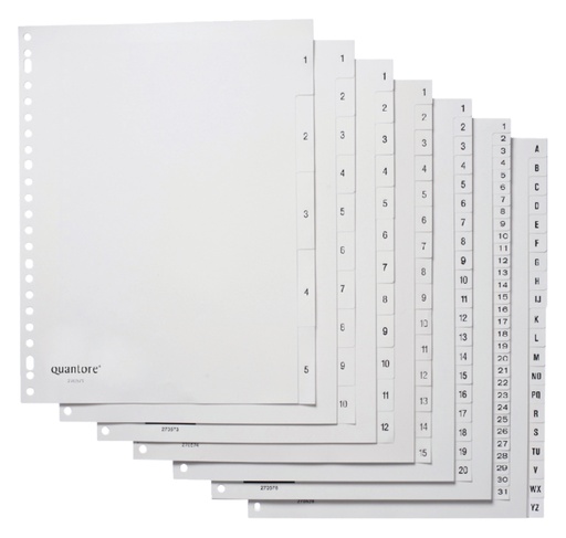 [270571] Intercalaires Quantore 23 perforations 1-5 numéroté PP blanc