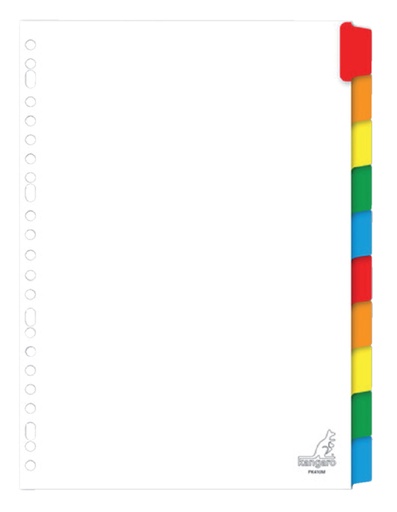 [271521] Intercalaire Kangaro PK410M A4 23 perforations 10 onglets carton blanc