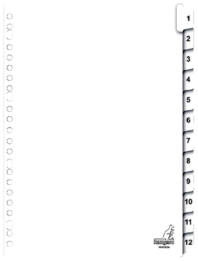 [271512] Tabbladen Kangaro 23-gaats PK412CM 1-12 genummerd karton