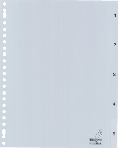 [270462] Intercalaire Kangaro G405CM A4 23 perforations numéro 1-5 PP gris