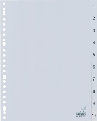 [272051] Intercalaire Kangaro G410CM 23 perforations numéro 1-10 PP gris