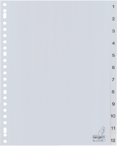 [272151] Intercalaires Kangaro 23 perf G412Cmnuméro 1-12 gris PP