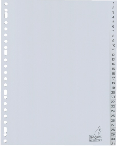 [271460] Intercalaire Kangaro G431CM A4 23 perforations numéro 1-31 PP gris