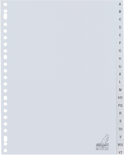[271360] Intercalaire Kangaro G420AZM A4 23 perforations 20 onglets A-Z PP gris